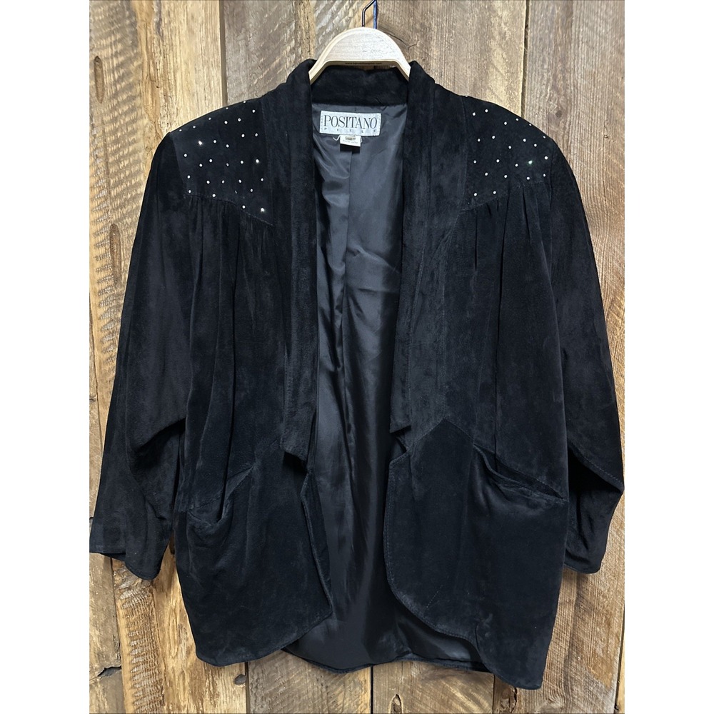 VTG Positano Pelle S Blazer Genuine Leather 80s Made in USA Mob Wife Goth Soft